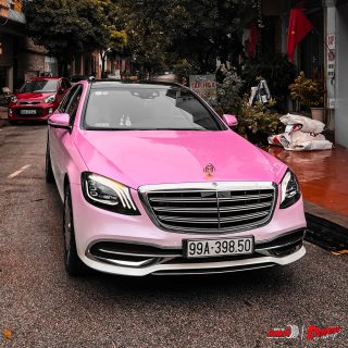 Wrap Đổi Hai Màu Trắng Hồng Xe Mercedes Benz S Class