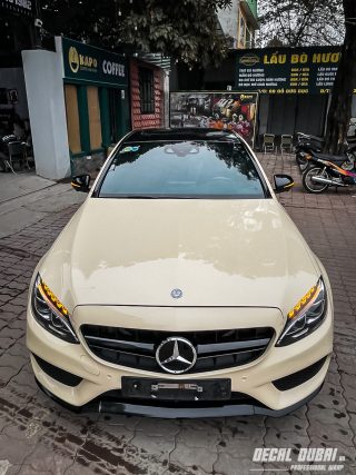 Dán Đổi Màu Xe Mercedes Màu Kem Barbie